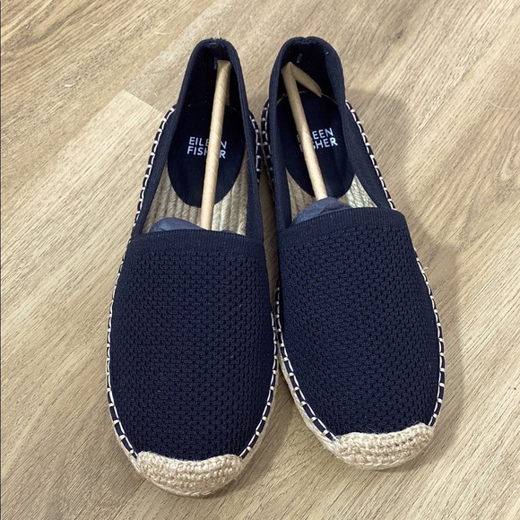 Eileen Fisher Live Knit Espadrilles Black and Tan Loafers Slip-Ons size 7 - Picture 1 of 11